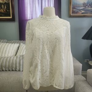 White House Black Market Lace Blouse - Cream